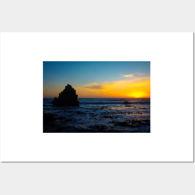 Sun Setting Into The Pacific Ocean Wall Art by photogarry